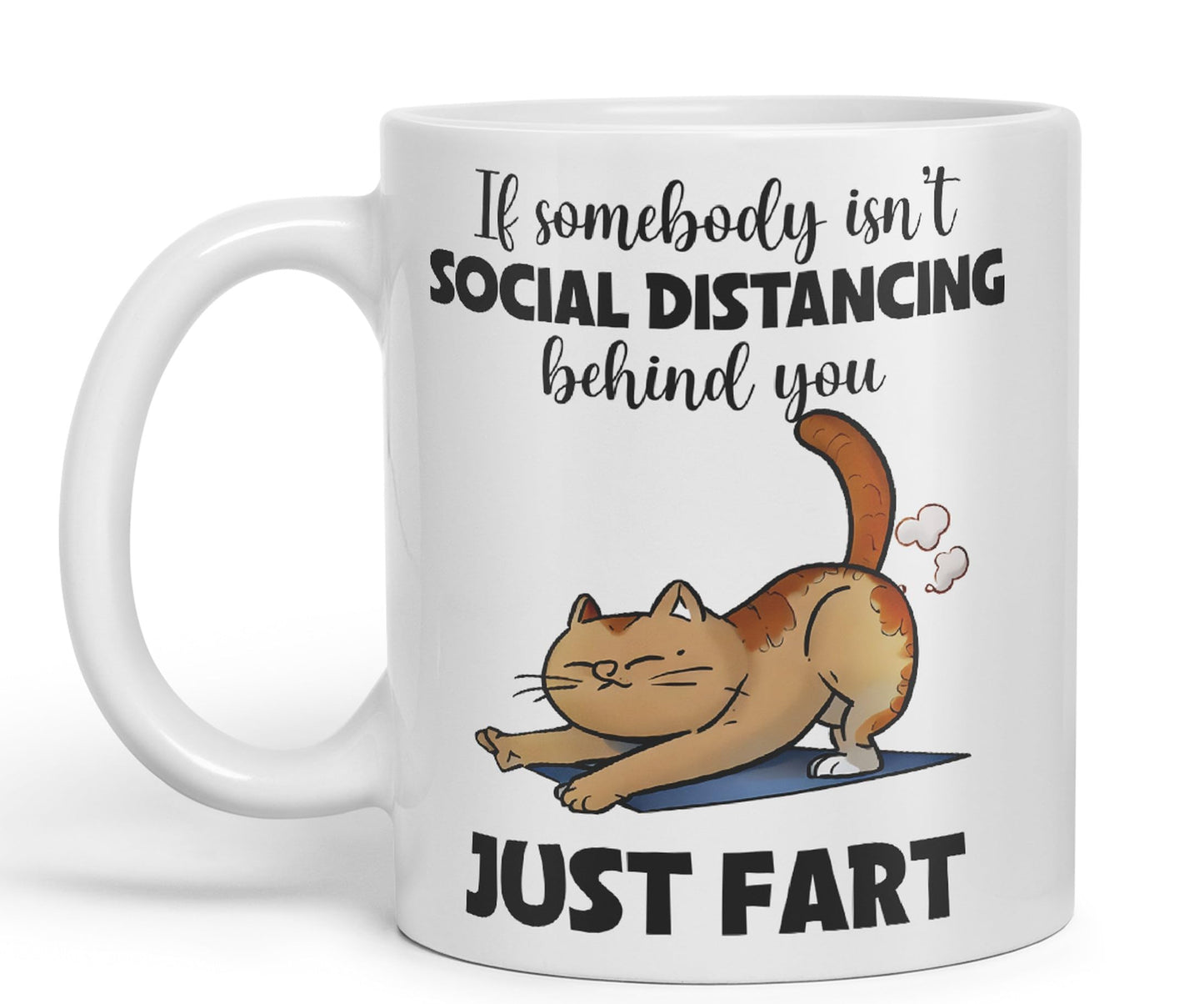 Vixar If Somebody Isn't Social Distancing Behind You Just Fart Cats Sarcastic Joke Ceramic Coloured Mug Cup for Tea Coffee Hot Brew 330ml 11oz