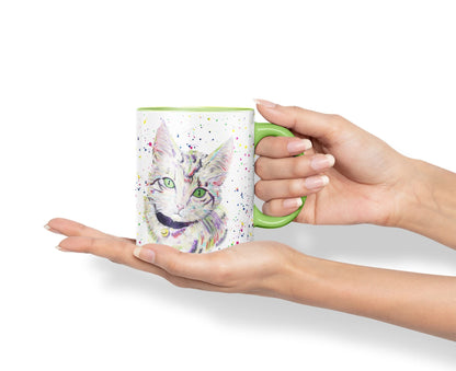Vixar Cat Kitten Feline Pet Animals Watercolour Art Coloured Mug Cup Gift Birthday Work Office Tea Coffee