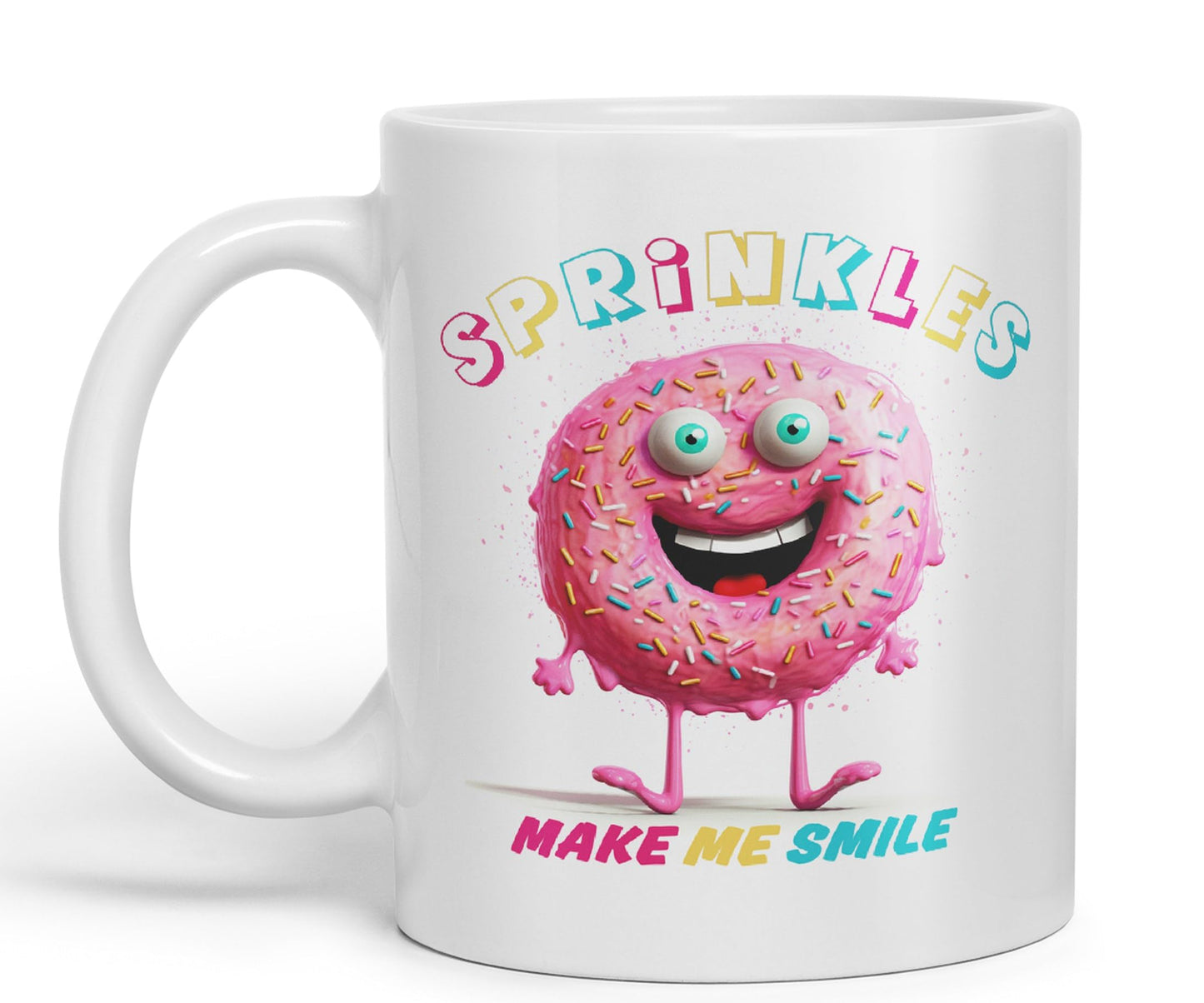 Sprinkles Make Me Smile Sweet Joke sarkasm Sarcastic Ceramic Coloured Mug Cup for Tea Coffee Hot Brew 330ml 11Oz Gift