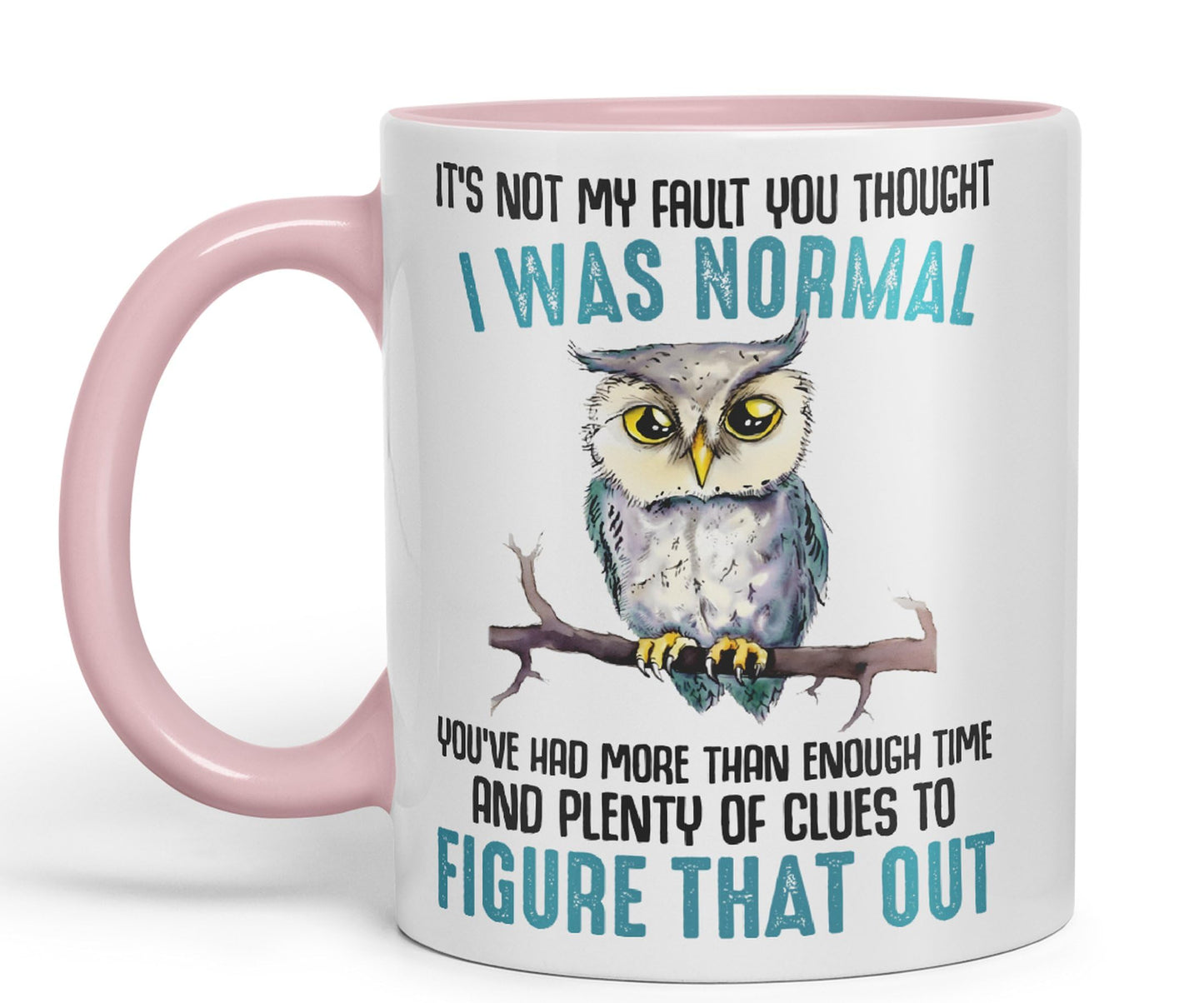 It's Not My Fault YouThought I was Normal, Owl Sarcastic Joke Ceramic Coloured Mug Cup for Tea Coffee Hot Brew 330ml 11Oz