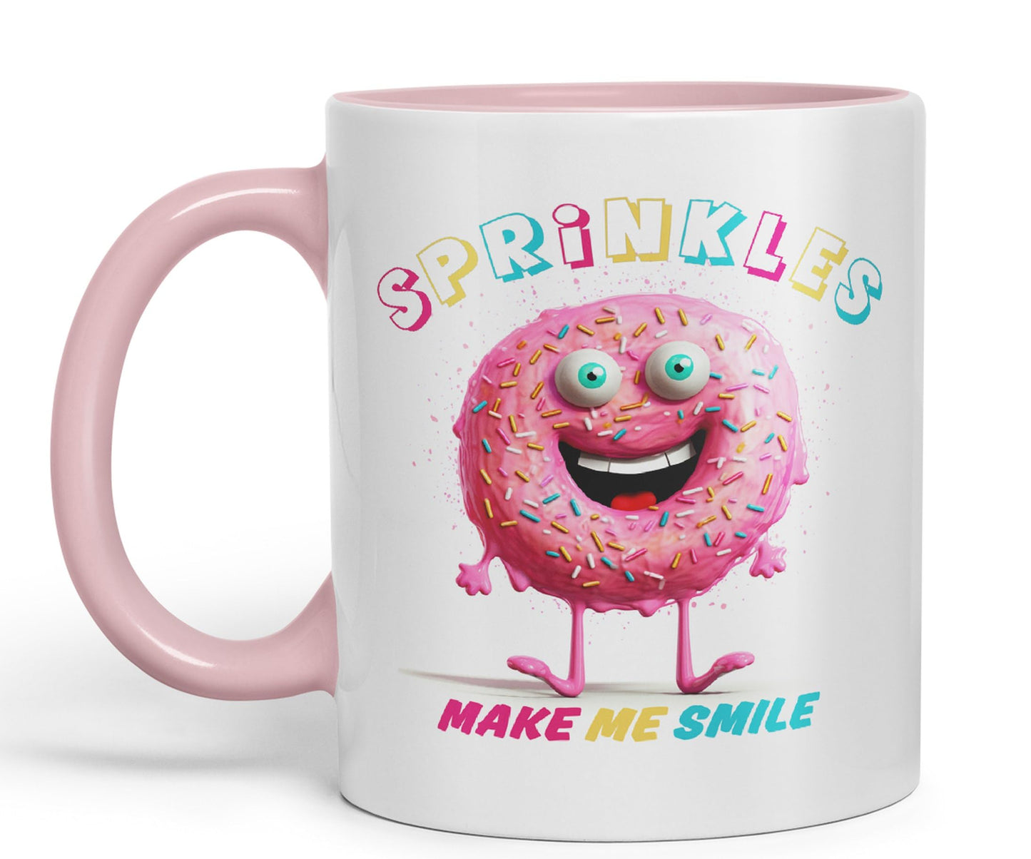 Sprinkles Make Me Smile Sweet Joke sarkasm Sarcastic Ceramic Coloured Mug Cup for Tea Coffee Hot Brew 330ml 11Oz Gift