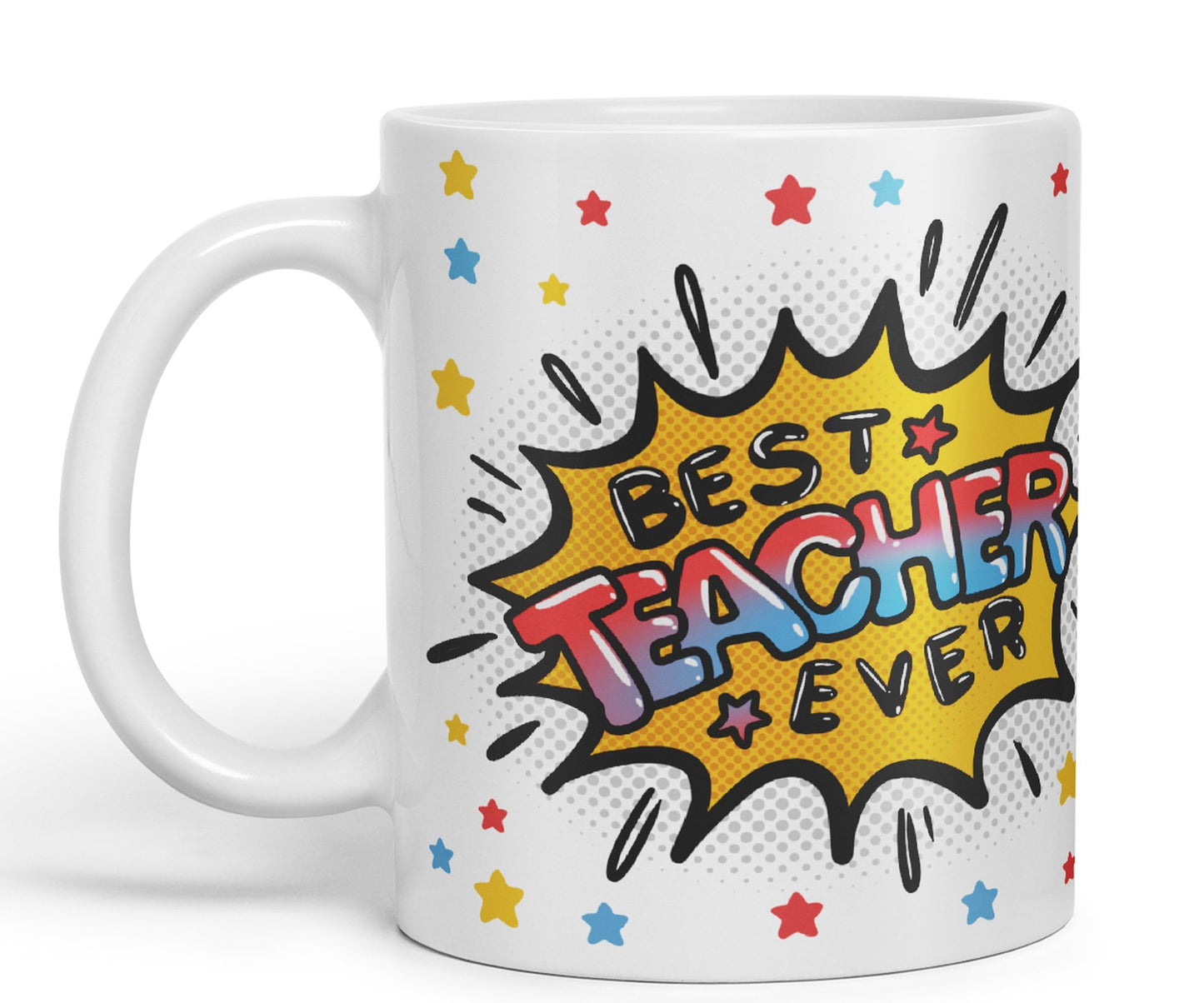 Vixar Best Teacher Ever, Ceramic 330 ml 11oz Coloured Mug Cup, Teacher Gift from Kids, School Gift, end of Year for Coffee Tea (T3)