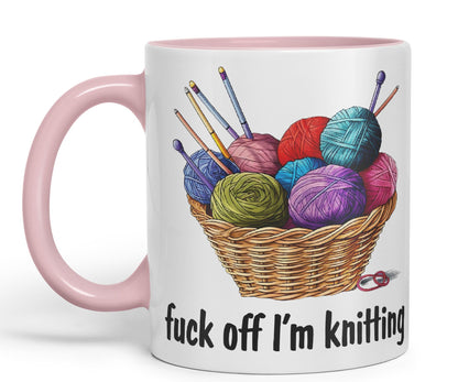 I'm Knitting f.. Off Joke Sarcastic Ceramic Coloured Mug Cup for Tea Coffee Hot Brew 330ml 11Oz