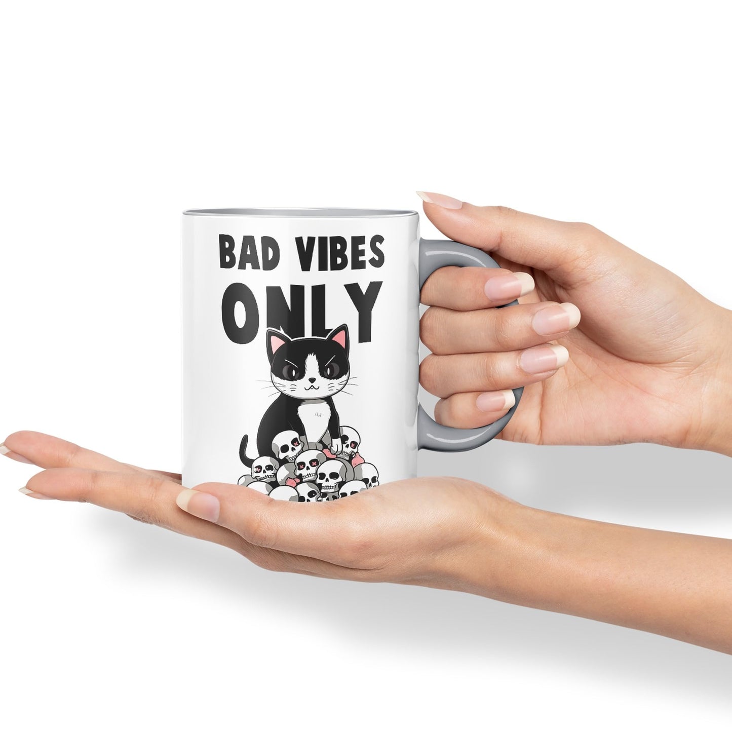 Bad Vibes Cats Sarcastic Joke Ceramic Coloured Mug Cup for Tea Coffee Hot Brew 330ml 11oz