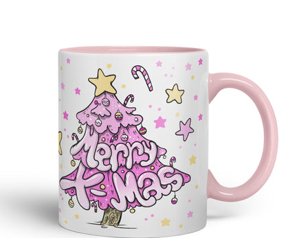 Vixar Christmas, Xmas Designs Tree Presents Coloured Ceramic Mug Cup Gift 330ml 11oz Work Office Tea Coffee Gift (CH3)