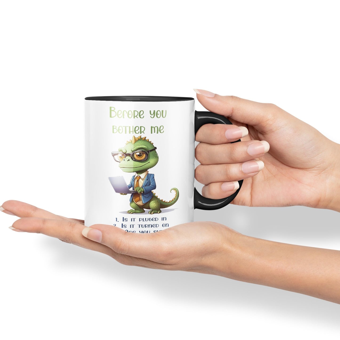 Before You Bother me Crocodile Joke sarkasm Sarcastic Ceramic Coloured Mug Cup for Tea Coffee Hot Brew 330ml 11Oz Gift
