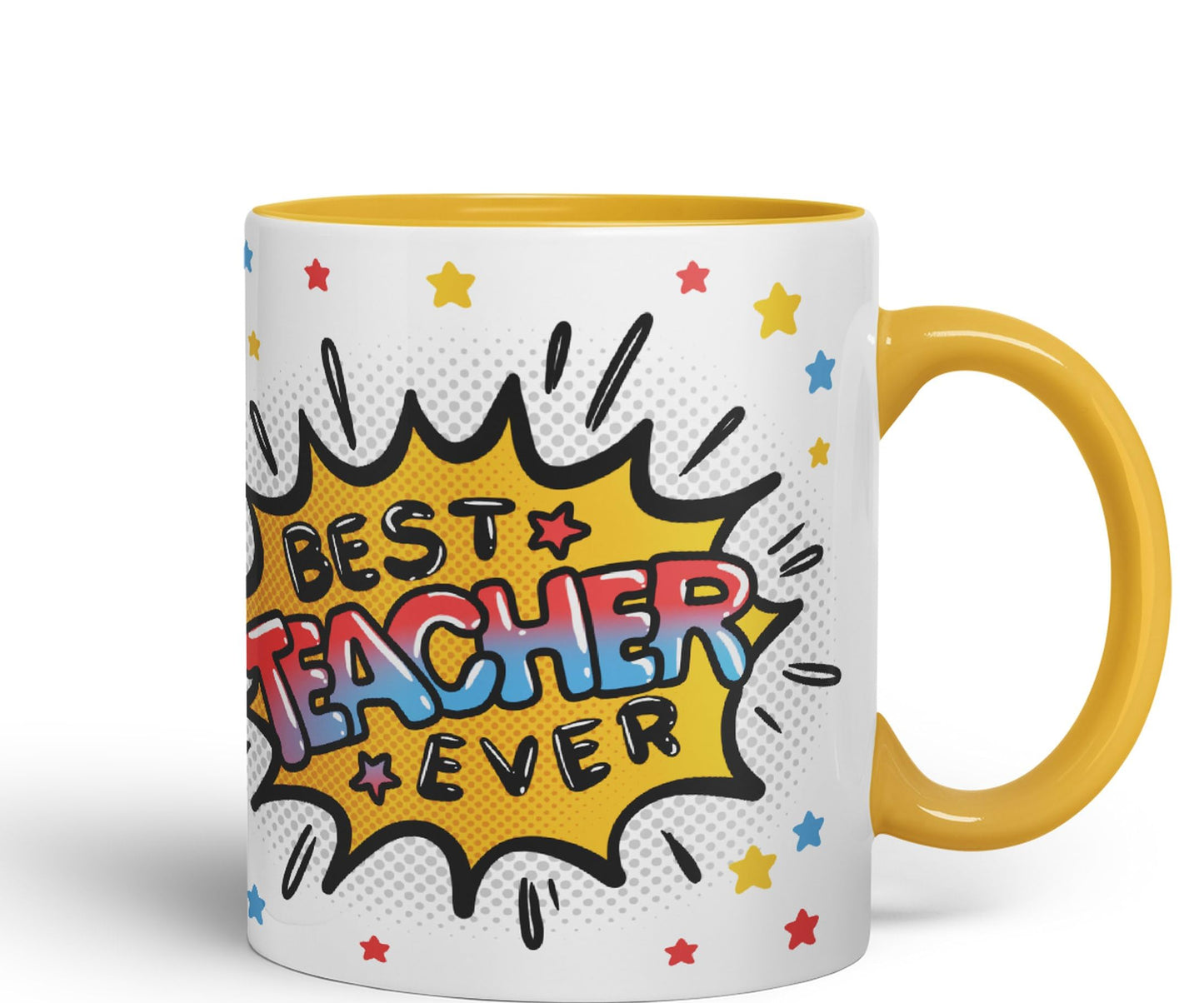 Vixar Best Teacher Ever, Ceramic 330 ml 11oz Coloured Mug Cup, Teacher Gift from Kids, School Gift, end of Year for Coffee Tea (T3)