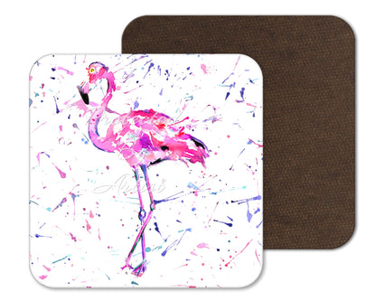 Coaster Flamingo Animals Coasters Watercolour Art Gift Work Office Dining Tea coffee