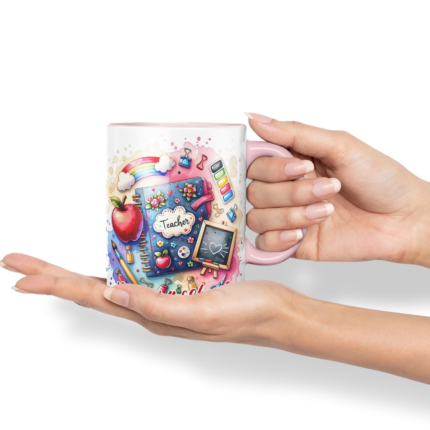 Vixar Primary School Teacher Mug Thank You, End of School Gift Ceramic Coloured Mug Cup for Tea Coffee Hot Brew 330ml 11Oz Gift