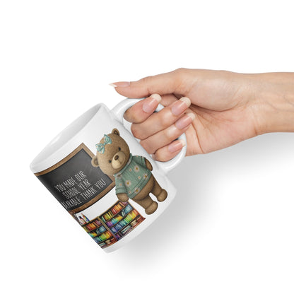 Vixar Teddy Bear Mrs Teacher Gift Women Ceramic Mug Coloured Mug Cup Gift end of School Tea Coffee