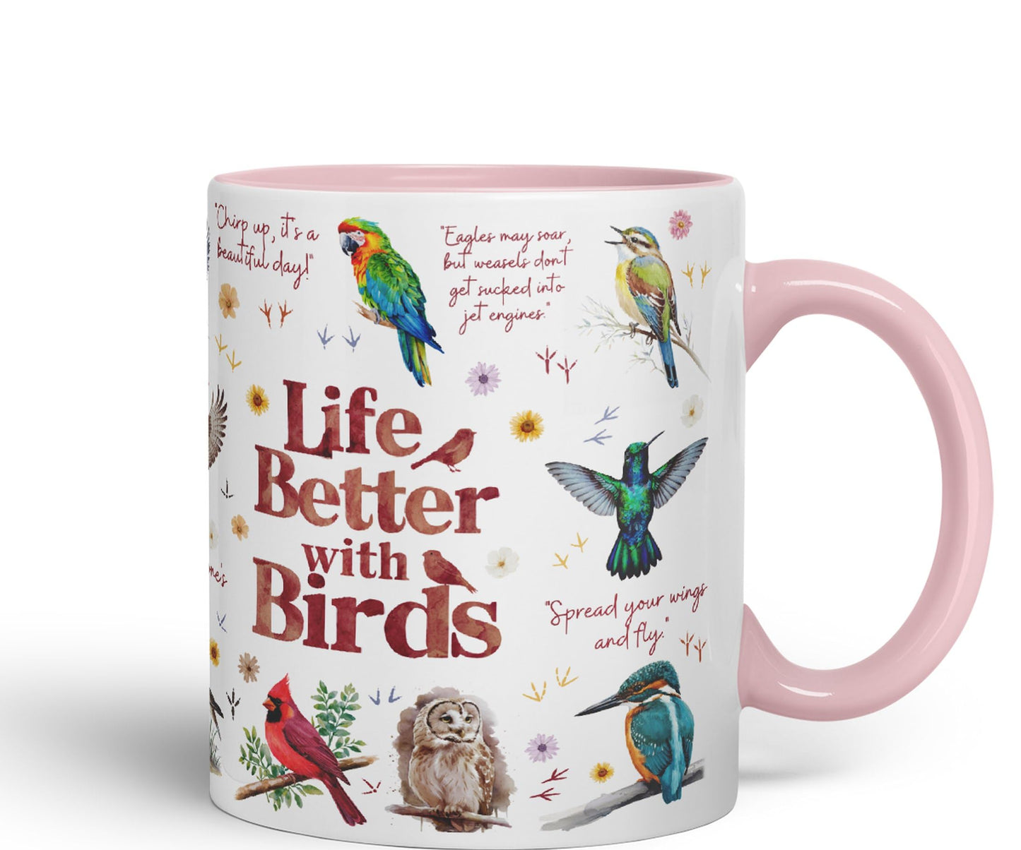 Life Better with Birds Joke sarkasm Sarcastic Ceramic Coloured Mug Cup for Tea Coffee Hot Brew 330ml 11Oz Gift