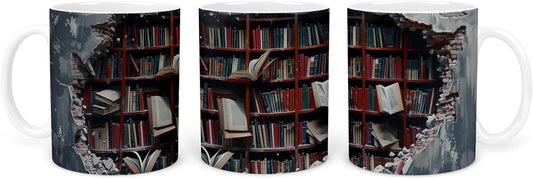 Vixar Book Wall Mug Ceramic Mug Cup Gift for Reading Lovers, 10oz V1