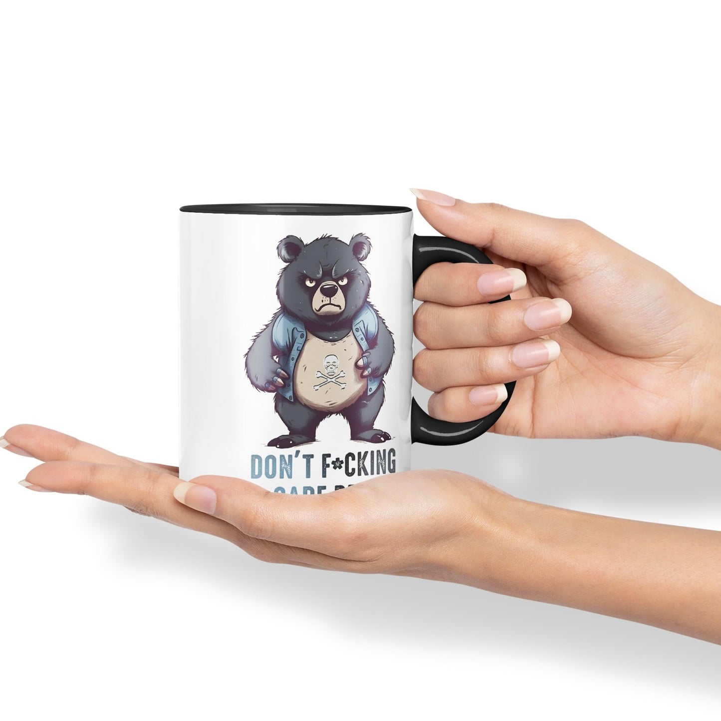 Vixar Don't F**g Care Bear Sarcastic Joke Ceramic Coloured Mug Cup for Tea Coffee Hot Brew 330ml 11Oz