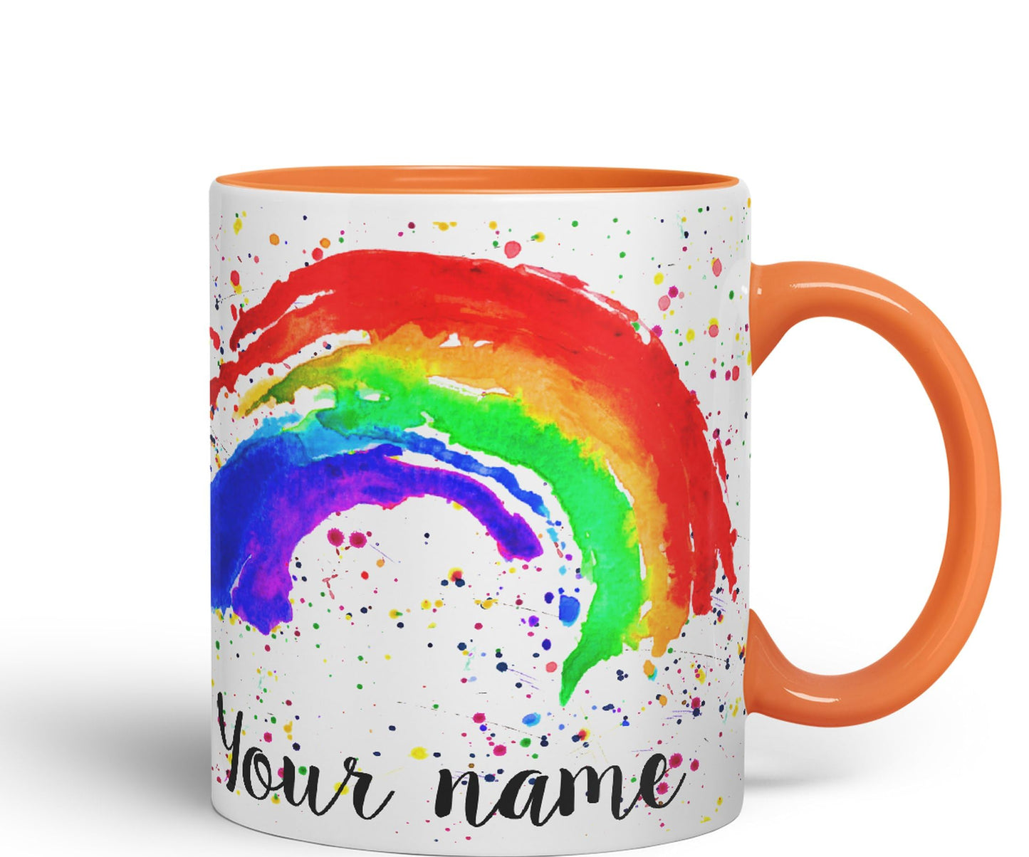 Vixar Personalised with Your Text Rainbow Watercolour Art Coloured Ceramic Mug Cup Gift 330ml 11oz Custom Work Office Tea Coffee (O1)