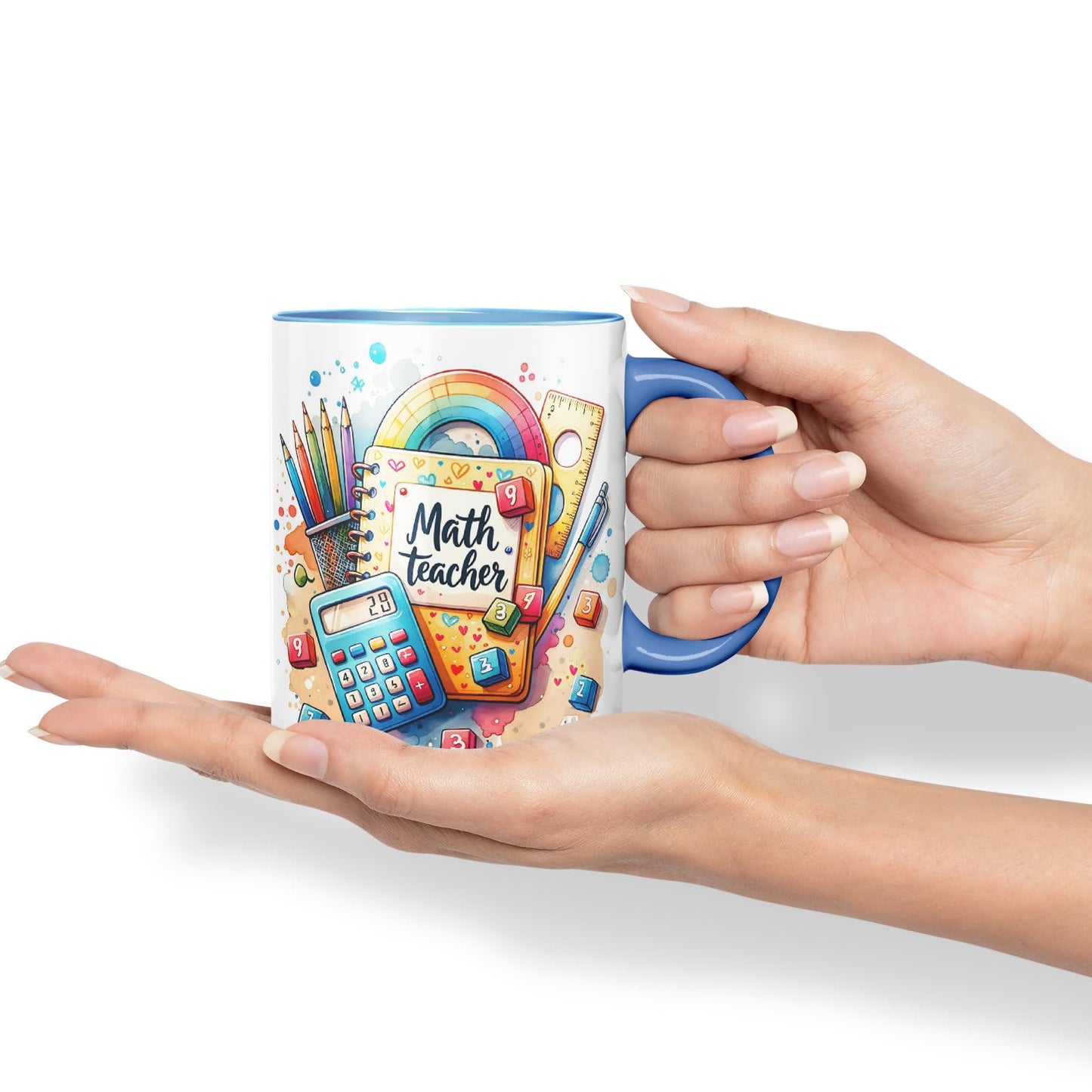 Vixar Math Teacher Mug Thank You, End of School Gift Ceramic Coloured Mug Cup for Tea Coffee Hot Brew 330ml 11Oz Gift