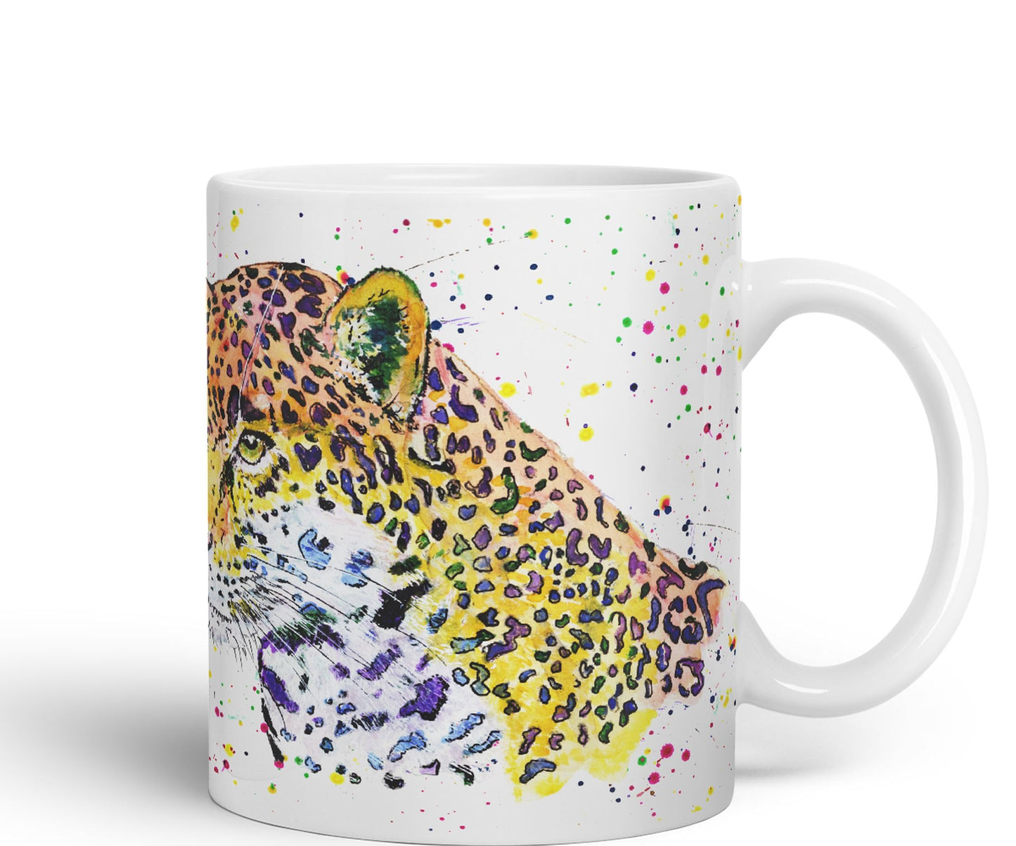 Jaguar Big Cat Safari animals Watercolour Ceramic Coloured Mug Cup for Tea Coffee Hot brew 330ml 11Oz Gift