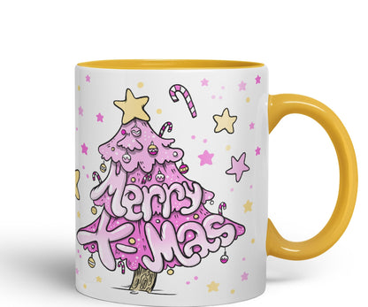 Vixar Christmas, Xmas Designs Tree Presents Coloured Ceramic Mug Cup Gift 330ml 11oz Work Office Tea Coffee Gift (CH3)