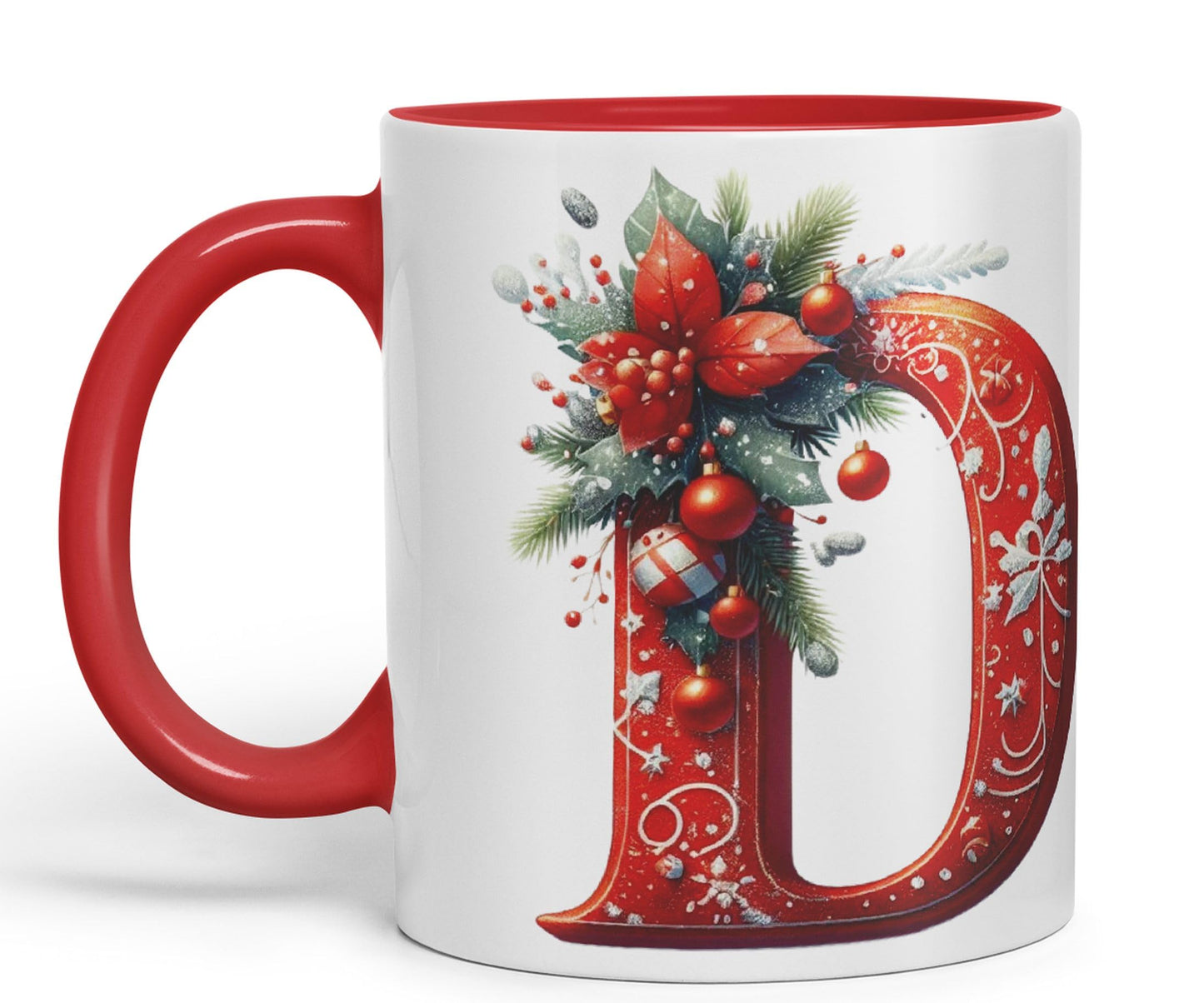 Red Letter ChristmasDesigns Alphabet Monogram Lettersjoke sarkasm Sarcastic Ceramic Coloured Mug Cup for Tea Coffee Hot Brew 330ml 11Oz Gift