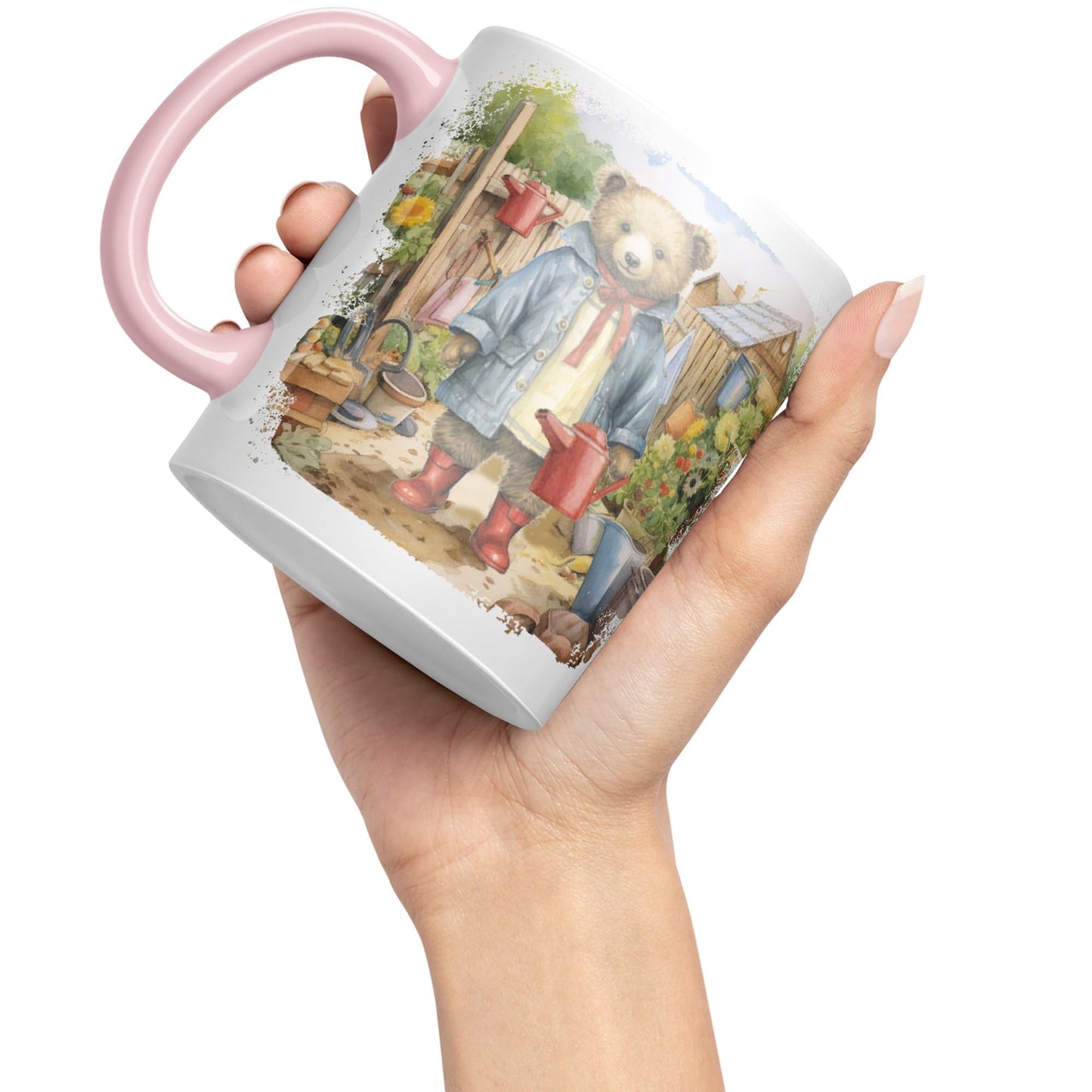 Vixar Teddy Bear Gardener Women Garden Ceramic Mug Coloured Mug Cup Gift Birthday Work Office Tea Coffee