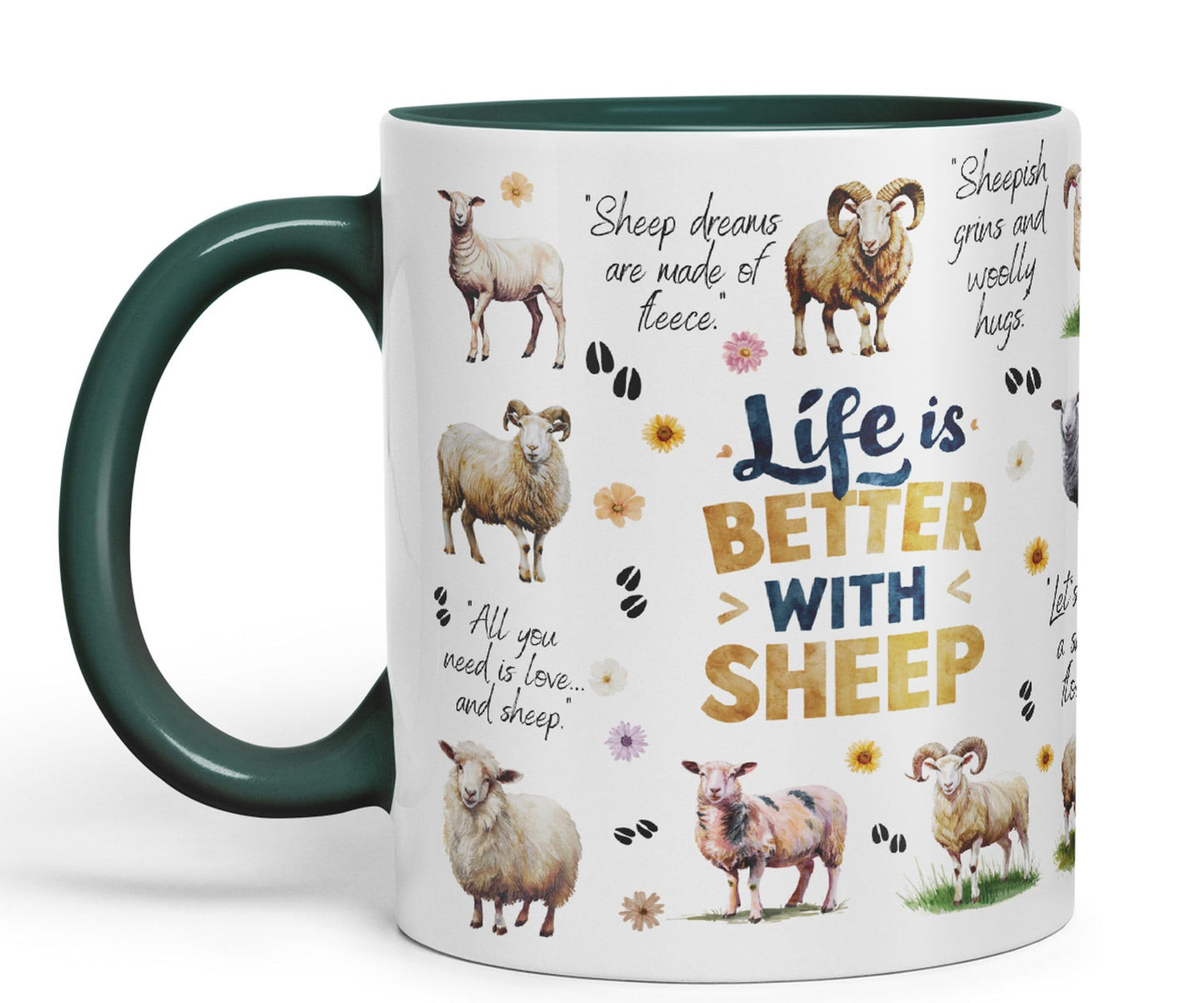 Life Better with Sheep Joke sarkasm Sarcastic Ceramic Coloured Mug Cup for Tea Coffee Hot Brew 330ml 11Oz Gift