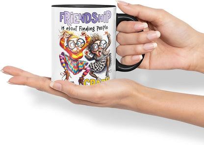 Vixar Friendship is About Finding Your Kind of Crazy Friends – Coloured Ceramic Mug Cup Gift, 11oz (Black)