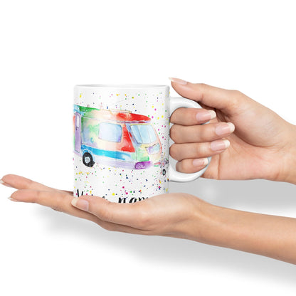 Vixar Personalised with Your Text Tourer Caravan Holiday Home Art Coloured Ceramic Mug Cup Gift 330ml 11oz Custom Work Office Tea Coffee