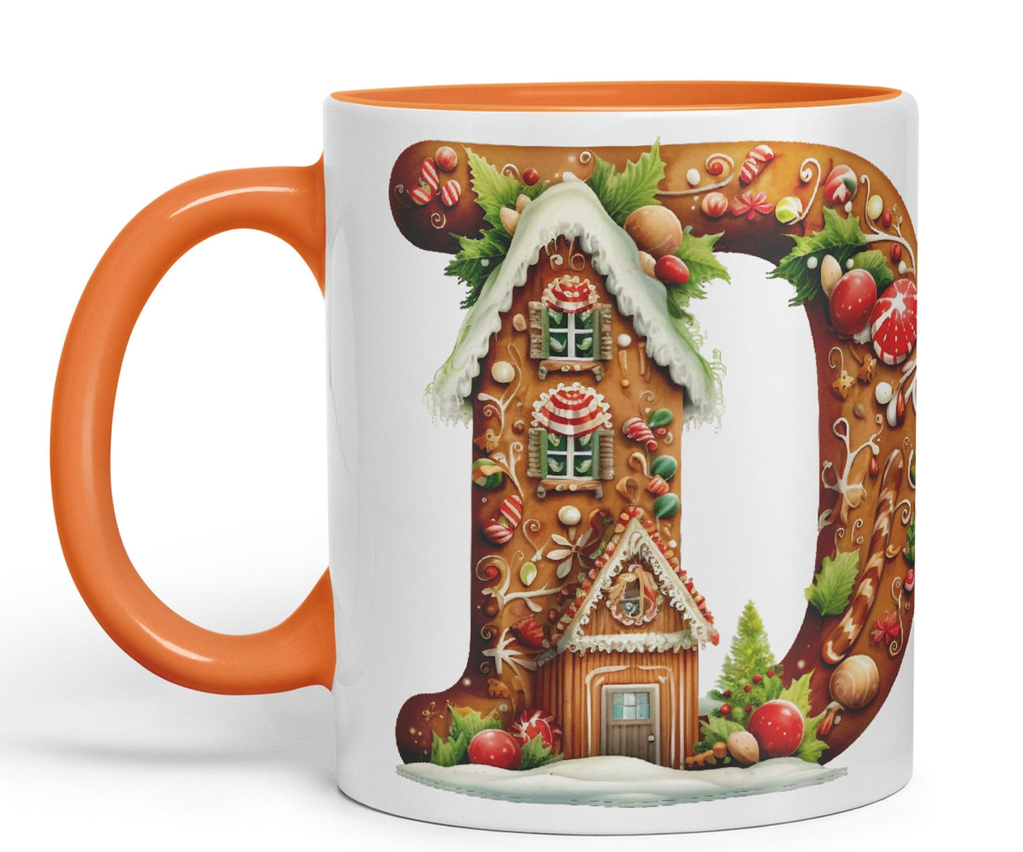 Ginger Alphabet Monogram Letters Letter Gingerbread Man Baked Joke sarkasm Sarcastic Orange Ceramic Coloured Mug Cup for Tea Coffee Hot Brew 330ml 11Oz Gift