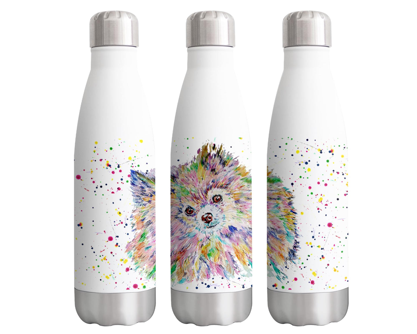 Vixar Pomeranian Dod Pet Animal Pet Watercolour Bottle double Wall insulated Stainless steel sport Drinks 500ml