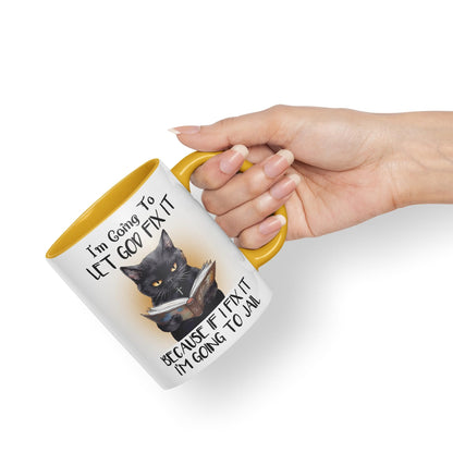 Vixar I'm Going to LET GOD FIX IT, Cats Sarcastic Joke Ceramic Coloured Mug Cup for Tea Coffee Hot Brew 330ml 11Oz