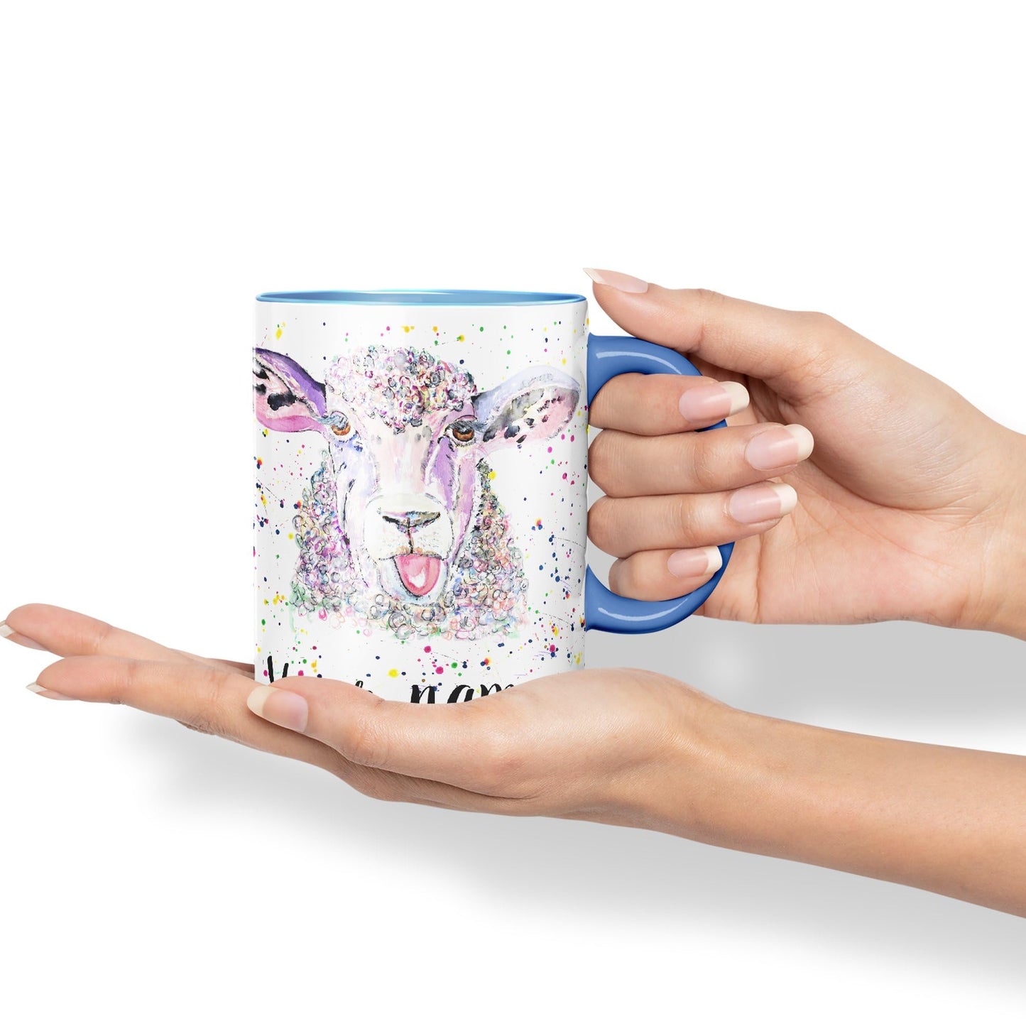 Vixar Personalised with Your Text Sheep Eve Farm Animals Art Coloured Ceramic Mug Cup Gift 330ml 11oz Custom Work Office Tea Coffee