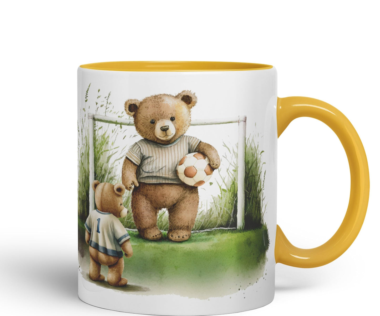 Vixar Teddy Bear Football Father and Son Ceramic Mug Coloured Mug Cup Gift Birthday Work Office Tea Coffee