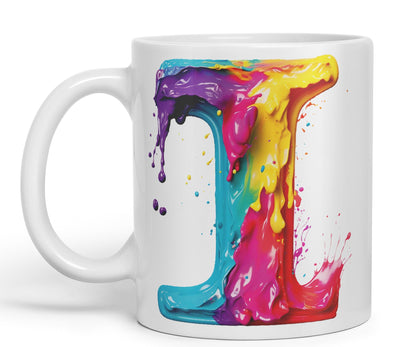 Letter I mug, Alphabet Letter I Monogram watercolour Ceramic Coloured Mug Cup for Tea Coffee Hot brew 330ml 11Oz Gift