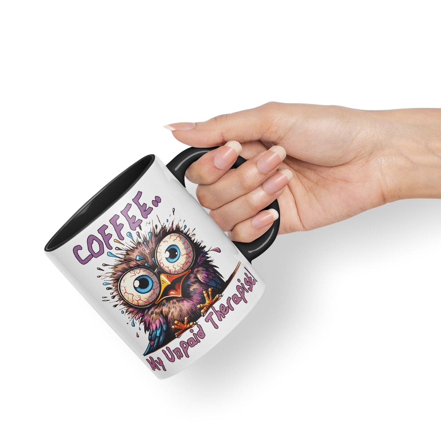Coffee My Unpaid Therapist! Bird Joke sarkasm Sarcastic Ceramic Coloured Mug Cup for Tea Coffee Hot Brew 330ml 11Oz Gift