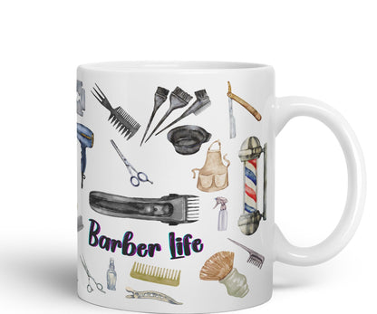 Barber Life hairdresser Ceramic Coloured Mug Cup for Tea Coffee Hot brew 330ml 11Oz Gift