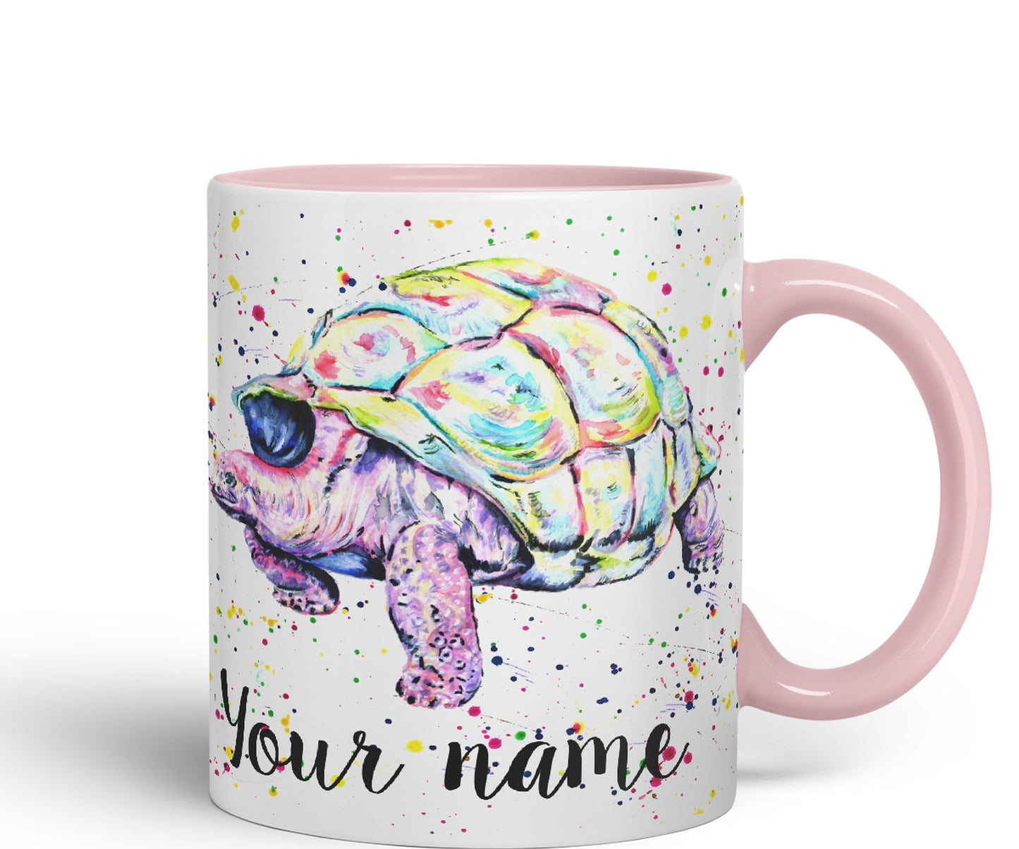 Personalised mug with Your Text name Tortoise Sea animals Watercolour Art Coloured Ceramic Mug Cup Gift 330ml 11oz Custom Work Office Tea Coffee