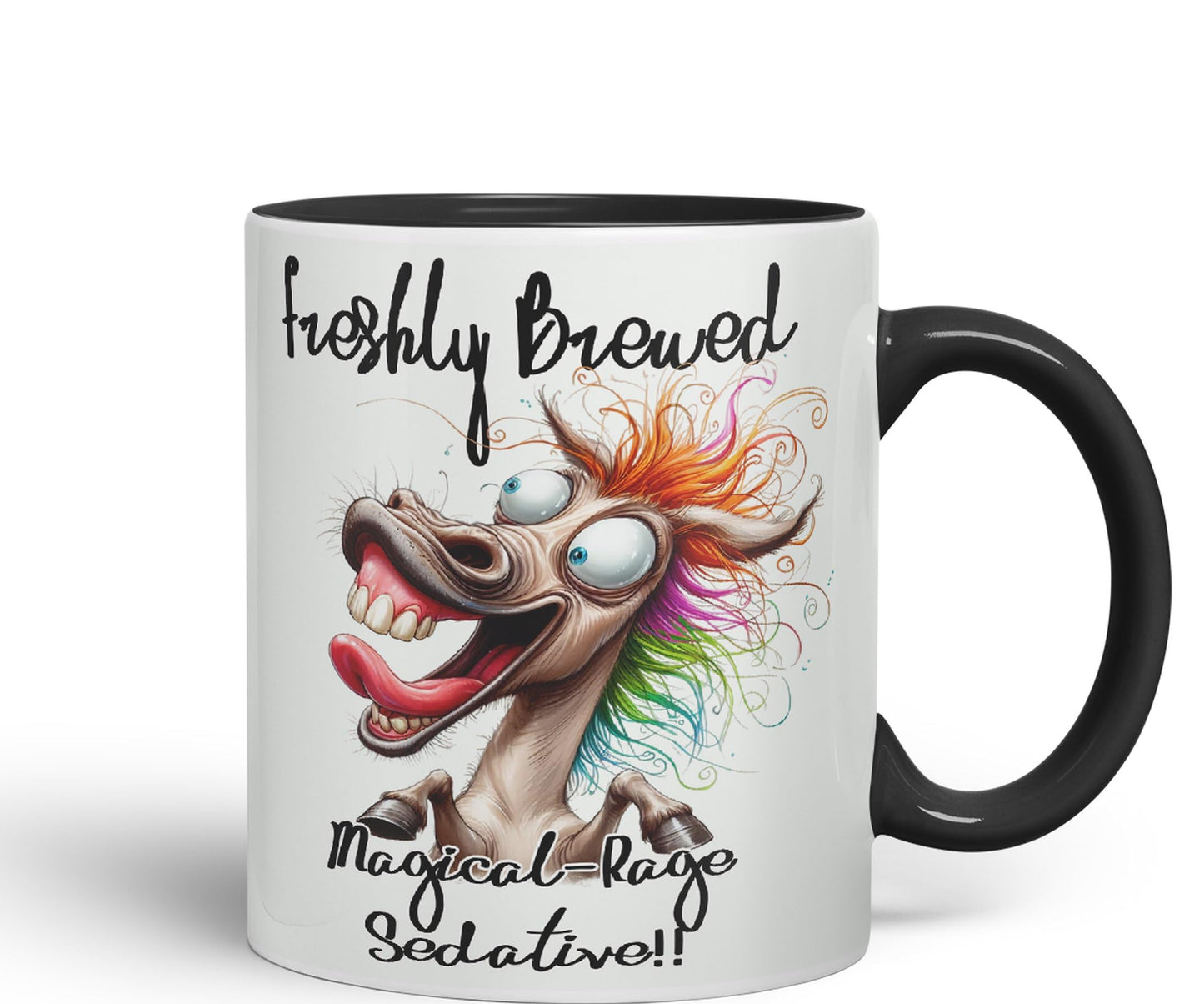 Fresh Brewed, Magical-Rage Sedalive!! Horse Joke sarkasm Sarcastic Ceramic Coloured Mug Cup for Tea Coffee Hot Brew 330ml 11Oz Gift