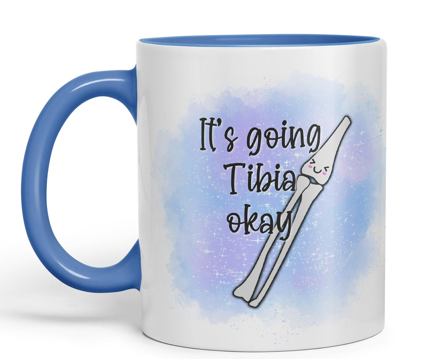 Vixar Anatomy Pun Humor It's Going Tibia ok Coloured Ceramic 330 ml Mug Cup Gift Birthday Work Office Tea Coffee