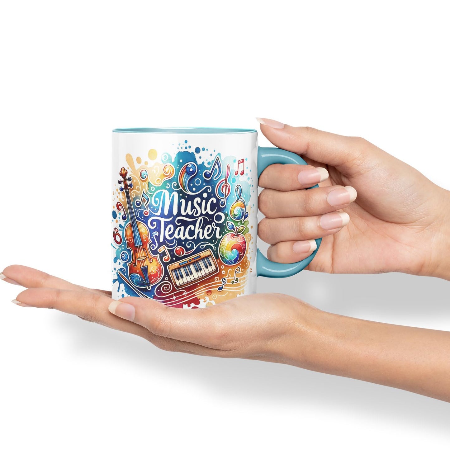 Vixar Music Teacher Mug Thank You, End of School Gift Ceramic Coloured Mug Cup for Tea Coffee Hot Brew 330ml 11Oz Gift