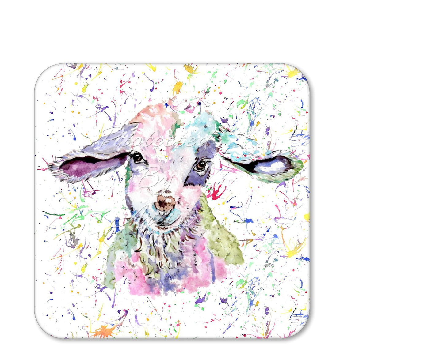 Coaster Lamp baby Farm Animals Coasters Watercolour Art Gift Work Office Dining Tea coffee