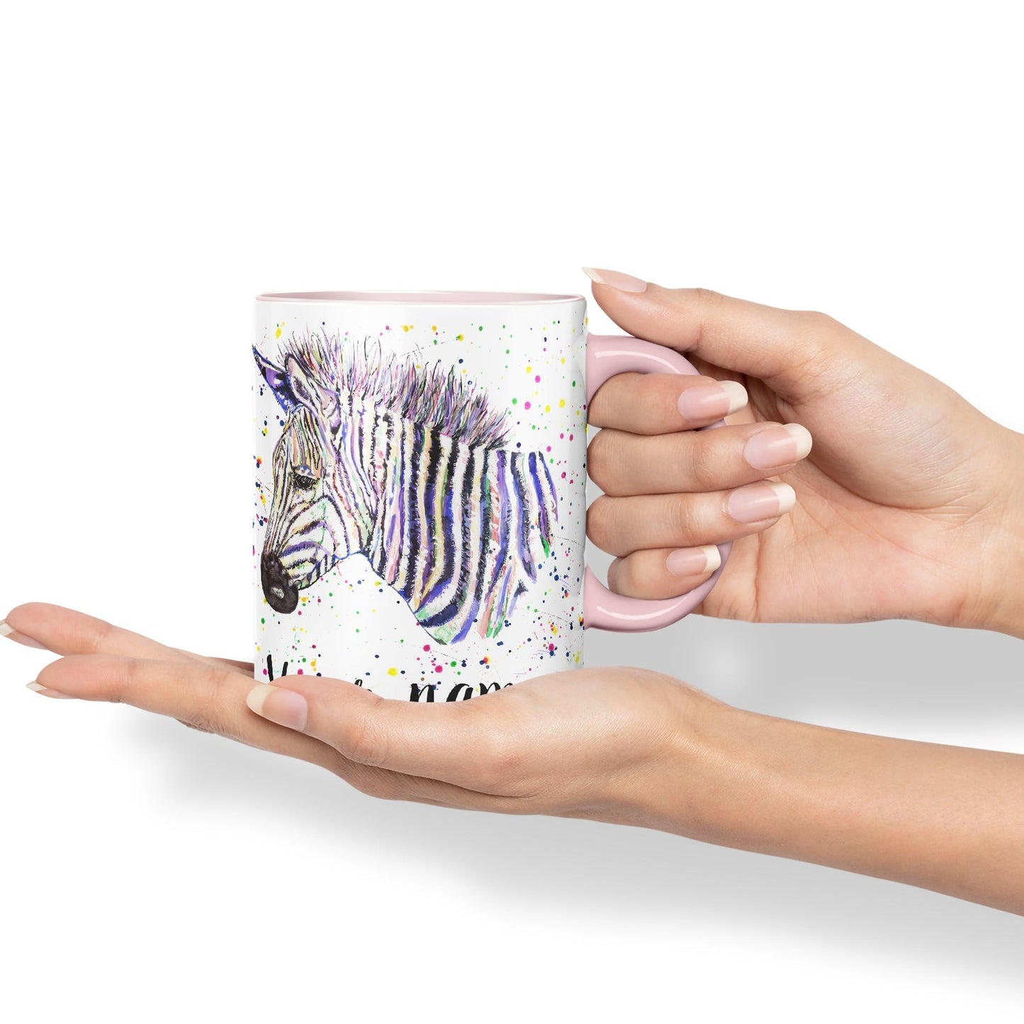 Vixar Personalised with Your Text Zebra Wildlife Animals Art Coloured Ceramic Mug Cup Gift 330ml 11oz Custom Work Office Tea Coffee