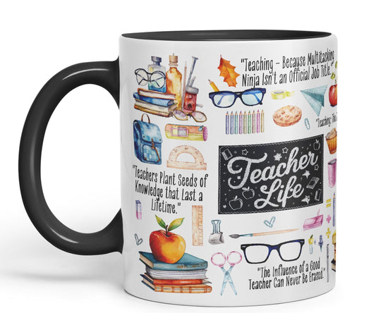 Teacher Life teaching assistany hobby Ceramic Coloured Mug Cup for Tea Coffee Hot brew 330ml 11Oz Gift