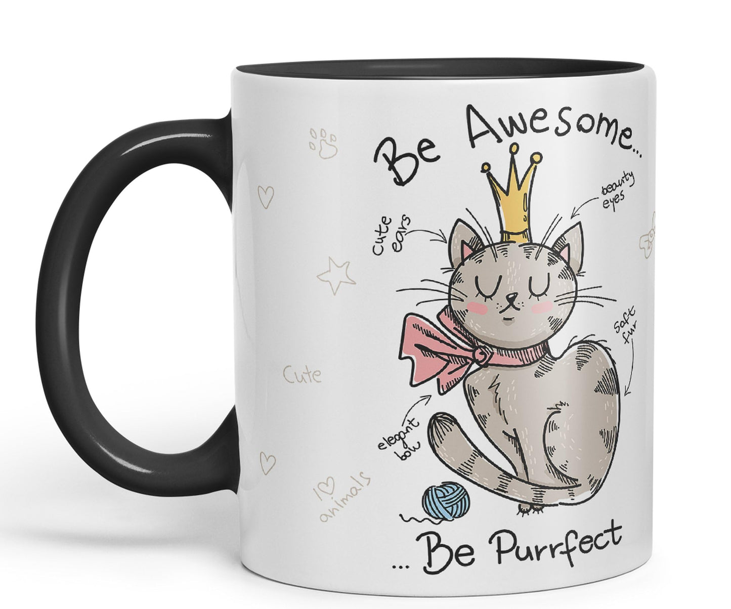 Vixar Be Awesome... Cat Ceramic Coloured Mug Cup Gift Tea Coffee Christmas Office Home Sarcastic Joke