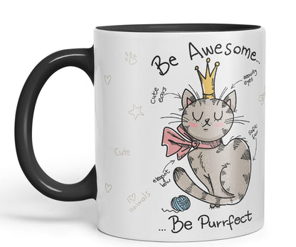 Vixar Be Awesome... Cat Ceramic Coloured Mug Cup Gift Tea Coffee Christmas Office Home Sarcastic Joke