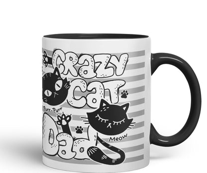 Vixar Crazy Cat Dad Ceramic Mug Coloured Mug Cup Gift Tea Coffee Father's Day Christmas