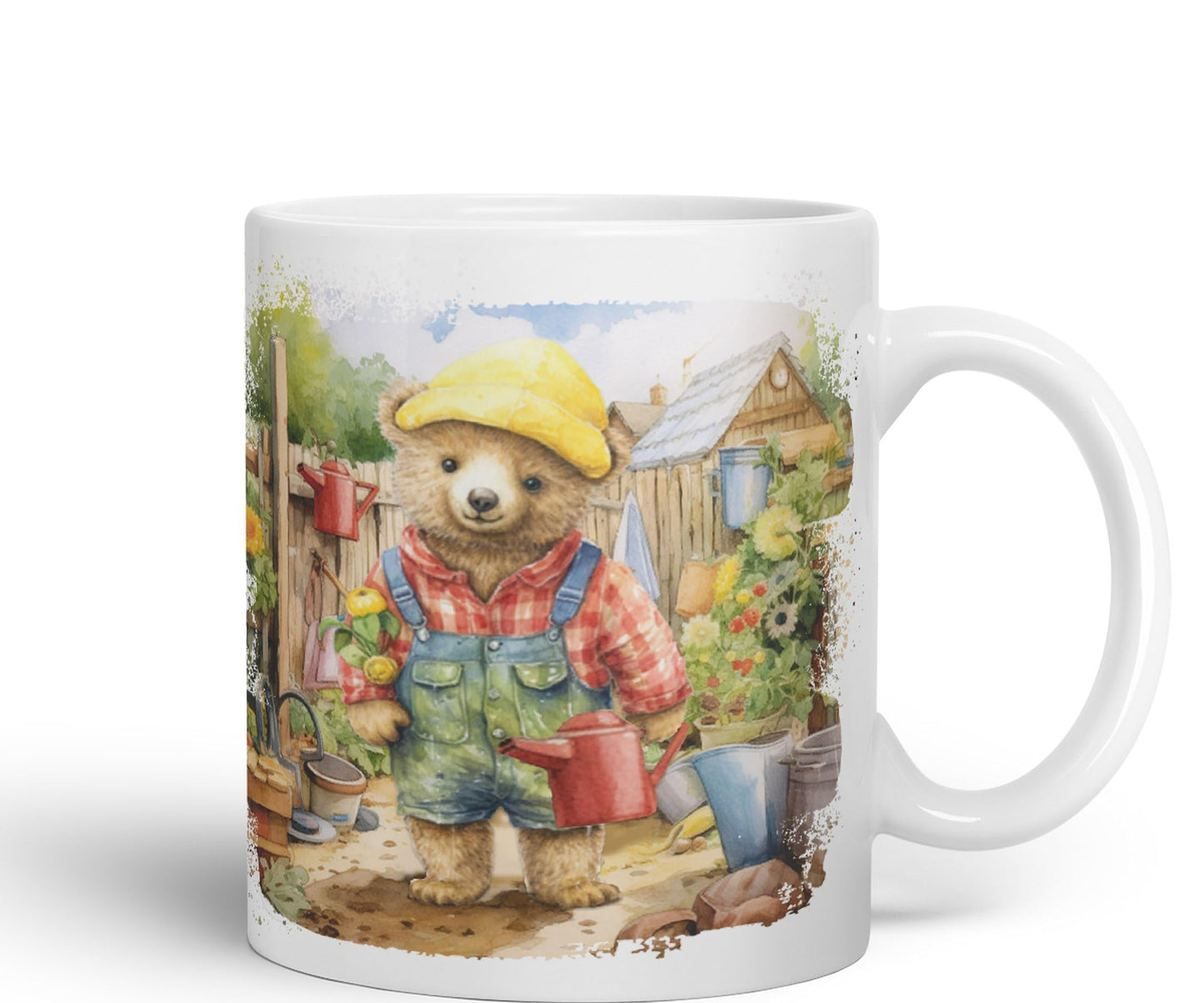 Vixar Teddy Bear Gardener Men Garden Ceramic Mug Coloured Mug Cup Gift Birthday Work Office Tea Coffee