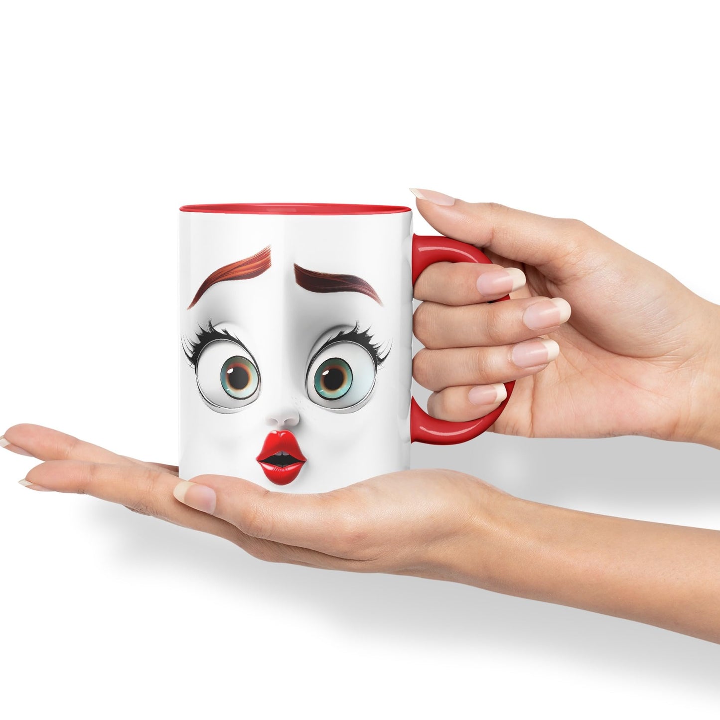 Face Eyes Nose mounts Eyebrows Joke sarkasm Ceramic Coloured Mug Cup for Tea Coffee Hot Brew 330ml 11Oz Gift