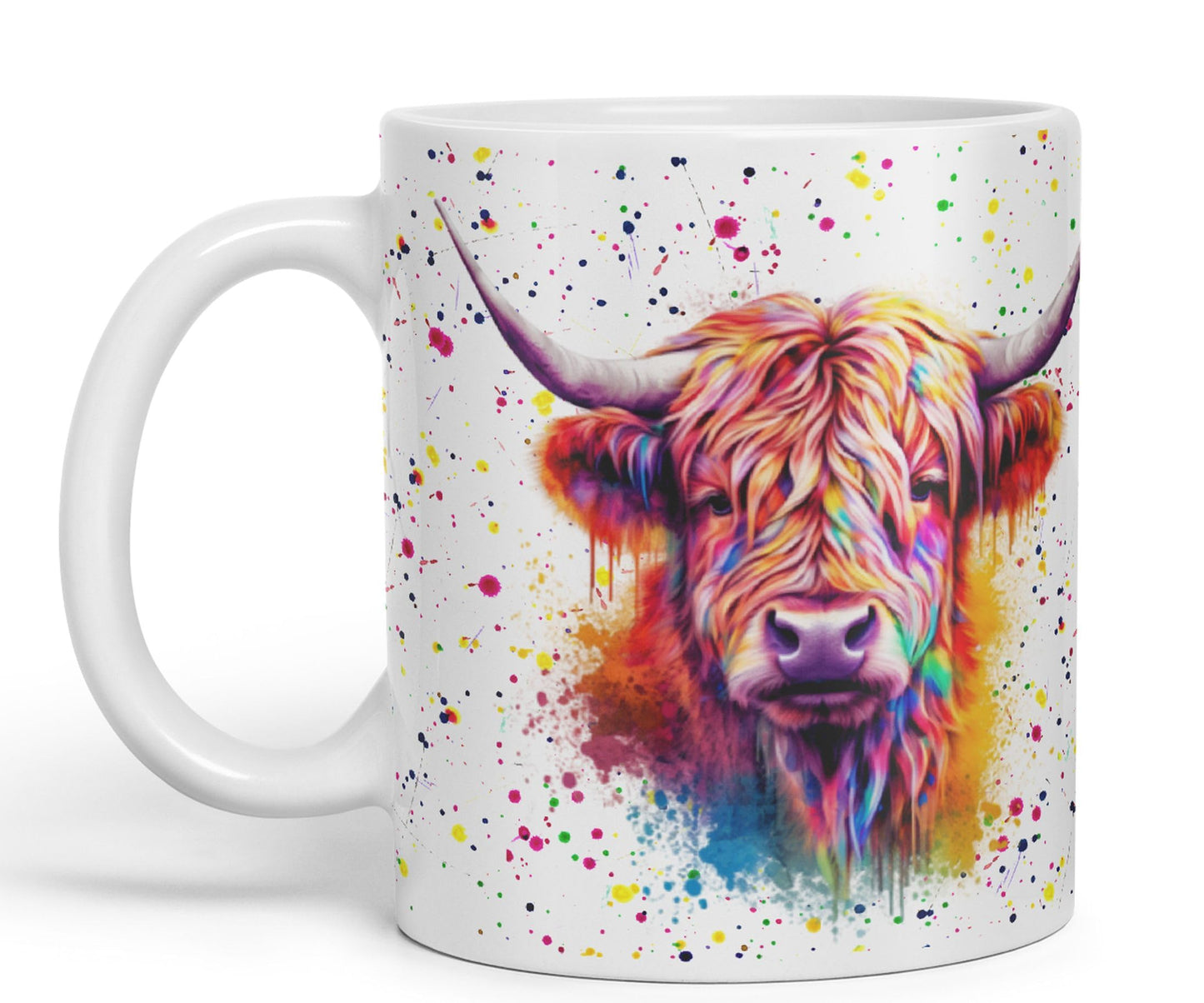 Highland Cow Scottish Farm Animals Watercolour Art Coloured 330 ml Mug Cup Gift Birthday Work Office Tea Coffee (hc4)