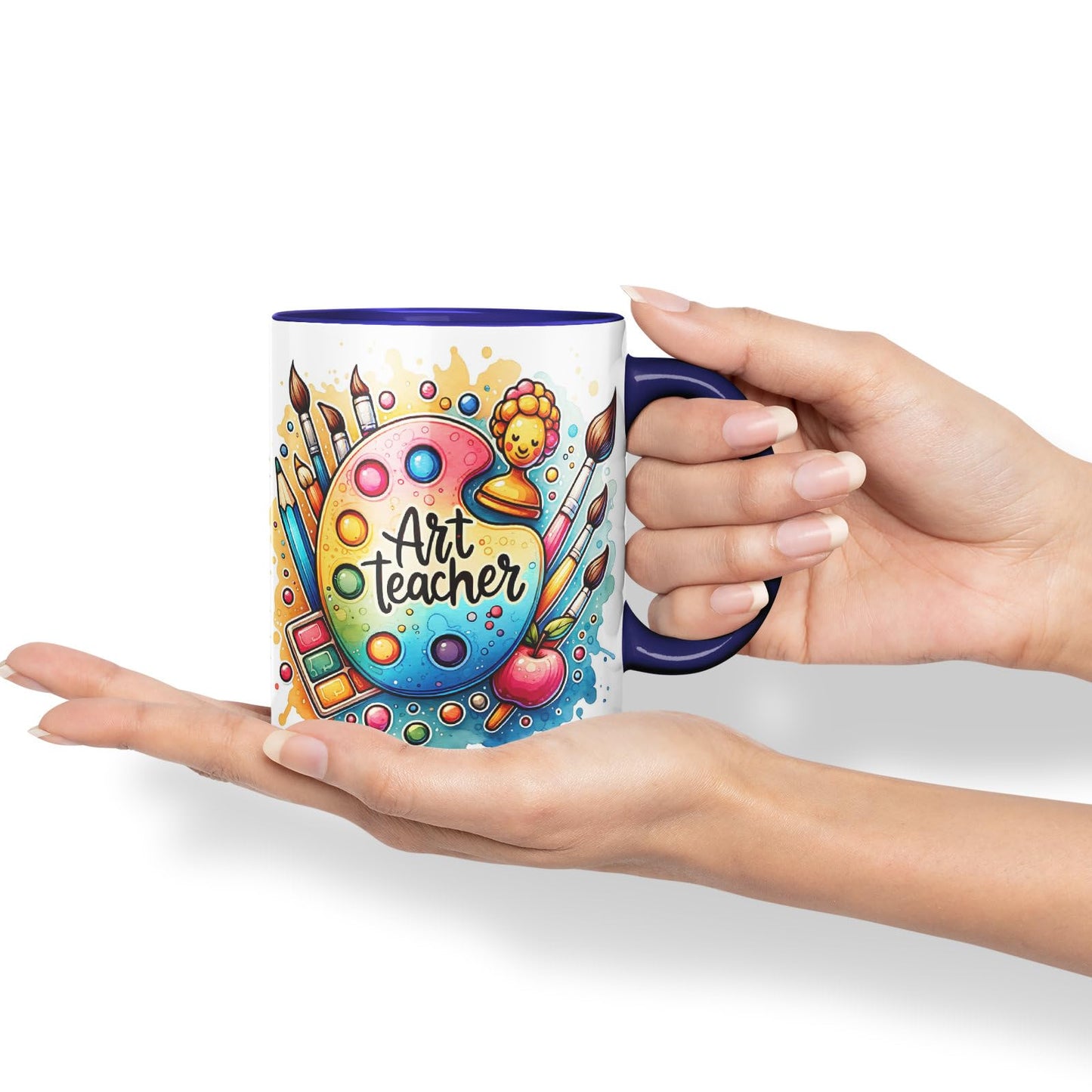 Vixar Art Teacher Mug Thank You, End of School Gift Ceramic Coloured Mug Cup for Tea Coffee Hot Brew 330ml 11Oz Gift