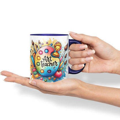 Vixar Art Teacher Mug Thank You, End of School Gift Ceramic Coloured Mug Cup for Tea Coffee Hot Brew 330ml 11Oz Gift