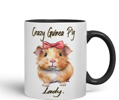 Crazy Guinea Pig Lady Joke sarkasm Sarcastic Ceramic Coloured Mug Cup for Tea Coffee Hot Brew 330ml 11Oz Gift